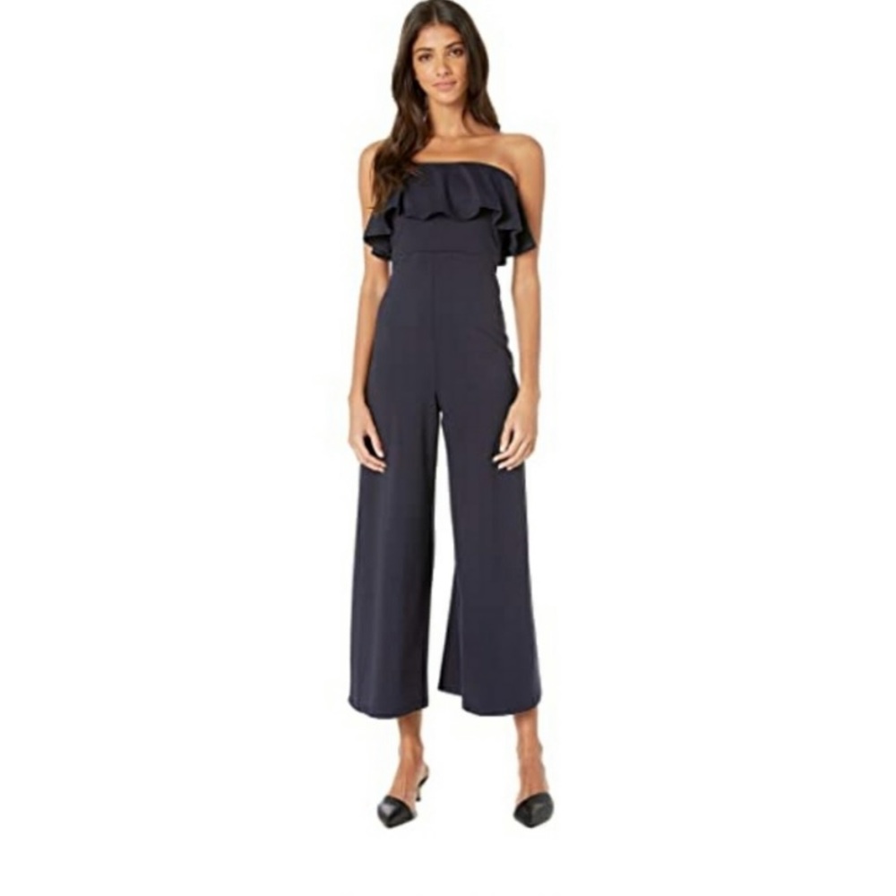 Susana Monaco Strapless Ruffle Jumpsuit Pantsuit
